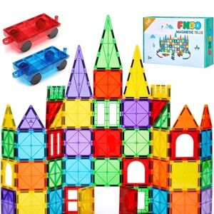 FNJO Magnetic Tiles, 100PCS Building Blocks, STEM Magnets Building Toy Set